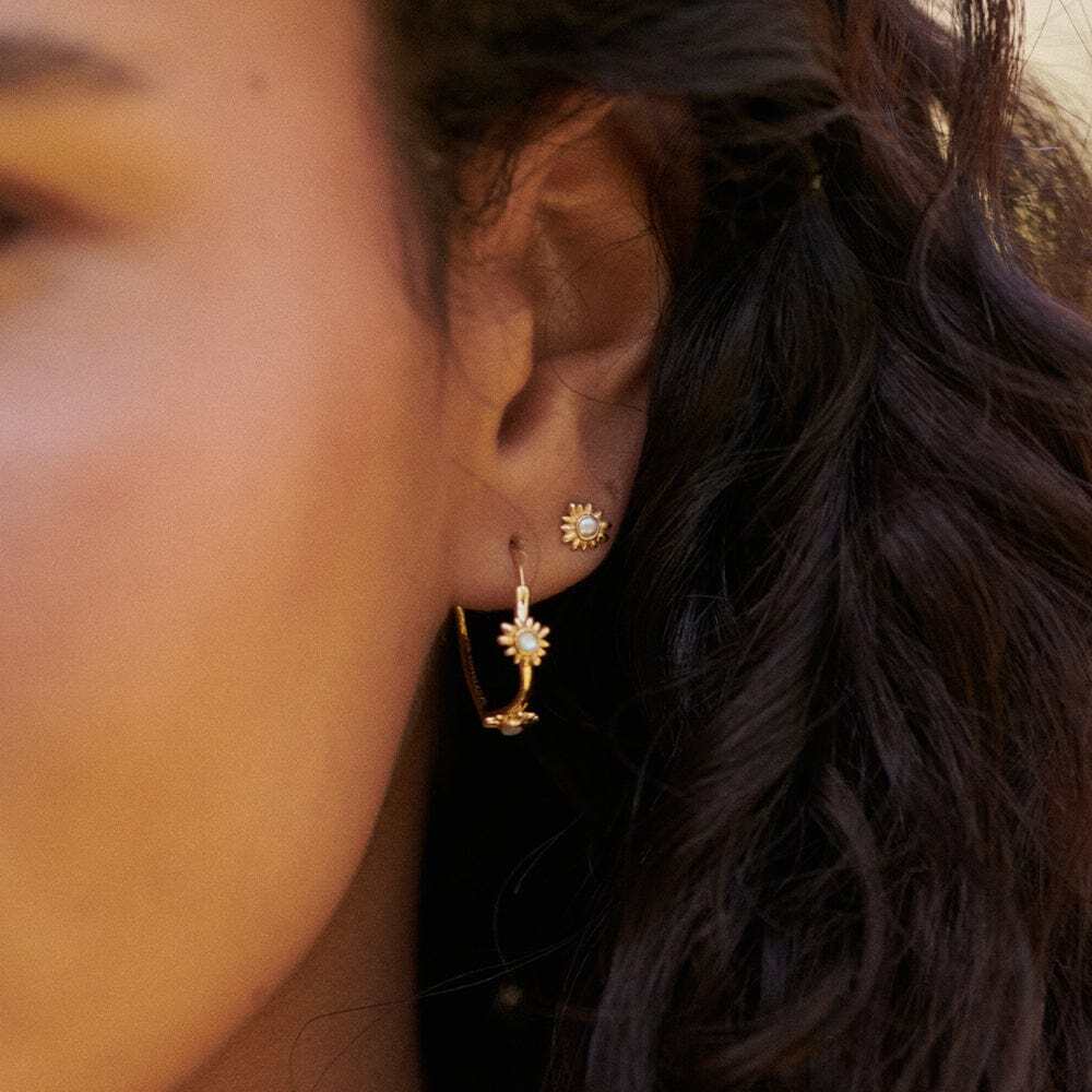 Daisy London Gold Plate Daisy Mini Mother Of Pearl Stud Earrings Additional Image - 1