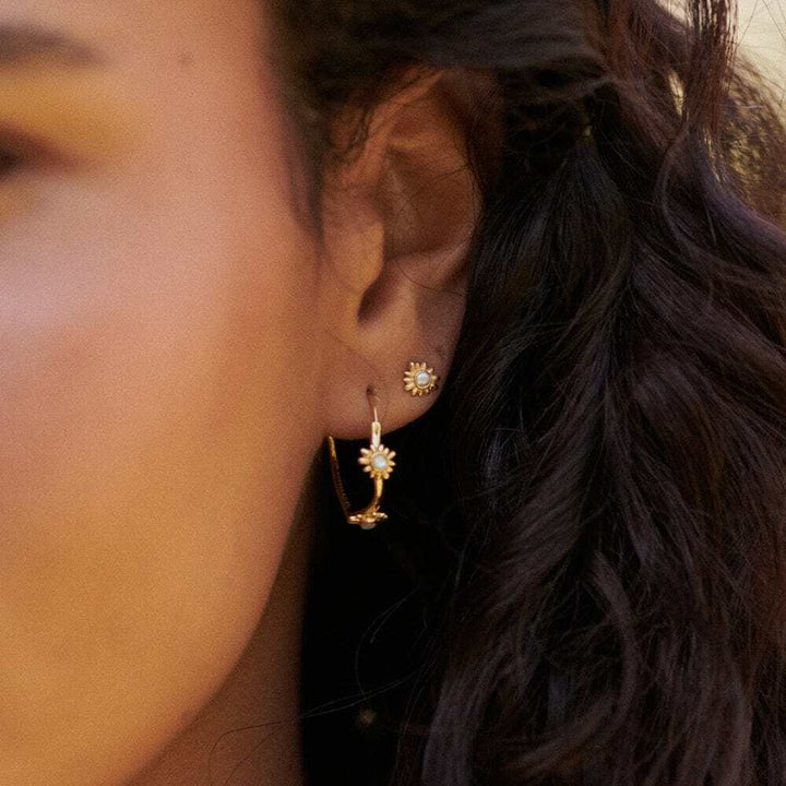 Daisy London Gold Plate Daisy Mini Mother Of Pearl Stud Earrings Additional Image - 1