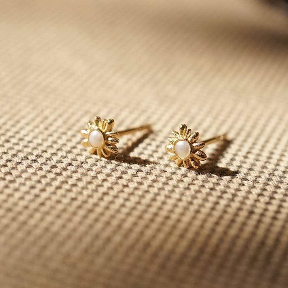 Daisy London Gold Plate Daisy Mini Mother Of Pearl Stud Earrings Additional Image - 2