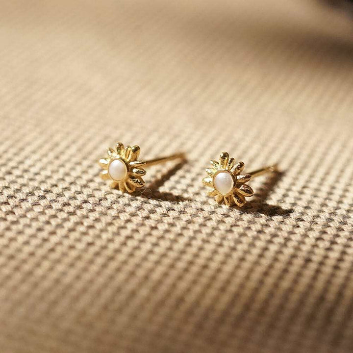 Daisy London Gold Plate Daisy Mini Mother Of Pearl Stud Earrings Additional Image - 2