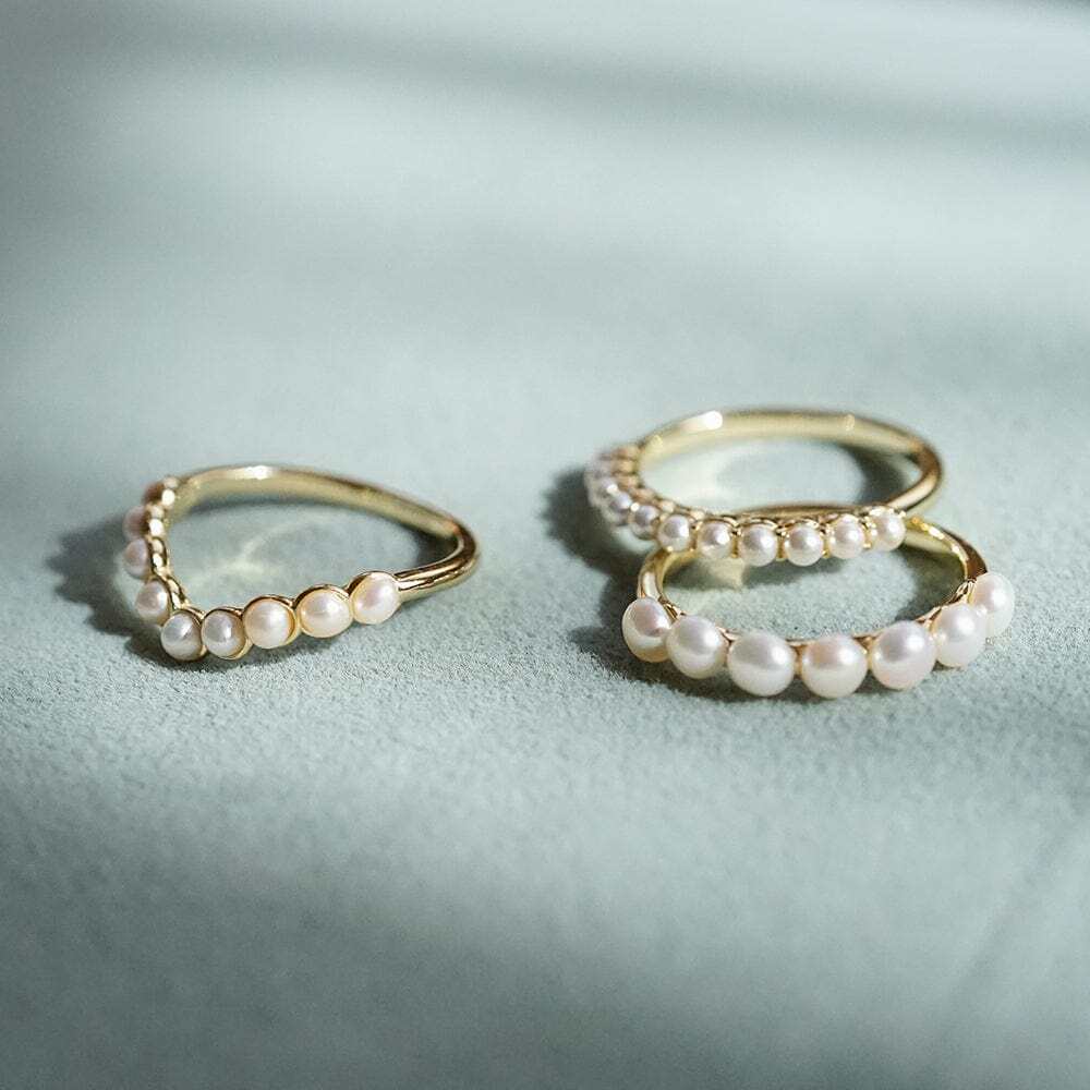 Daisy London Gold Plate Mini Pearl Band Ring Additional Image - 2