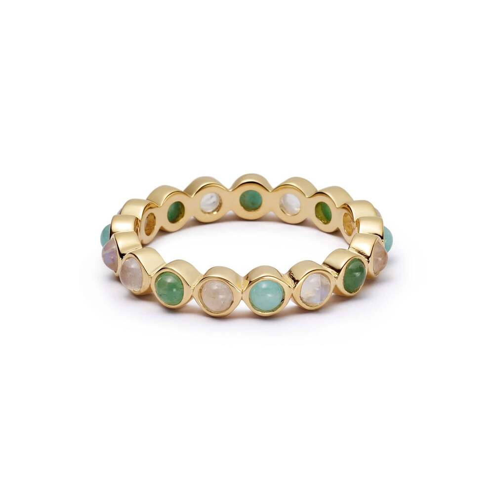 Daisy London Gold Plate Mixed Gemstone Tennis Ring