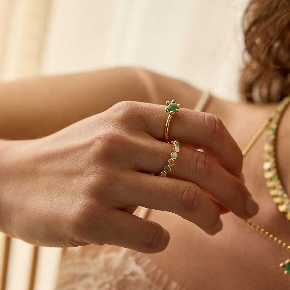 Daisy London Gold Plate Mixed Gemstone Tennis Ring Additional Image - 1