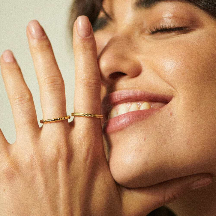 Daisy London Gold Plate Modern Bobble Stacking Ring Additional Image - 1