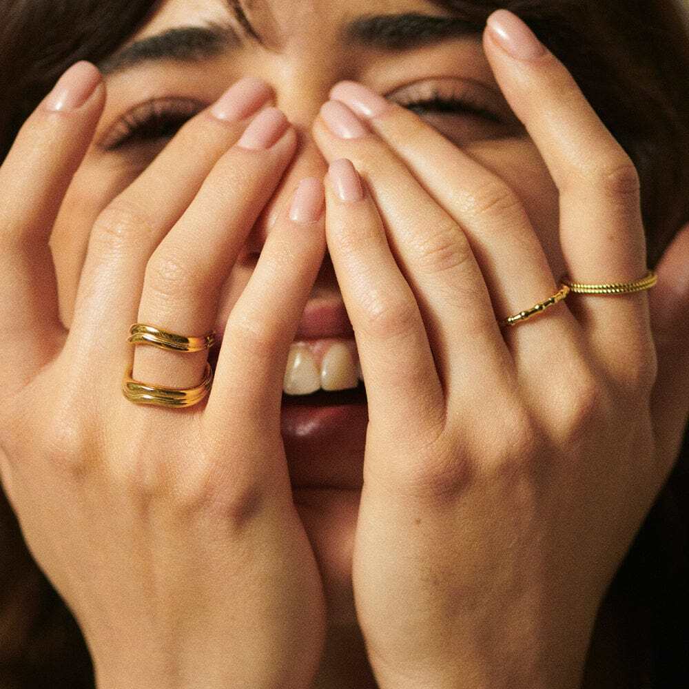 Daisy London Gold Plate Modern Bobble Stacking Ring Additional Image - 3