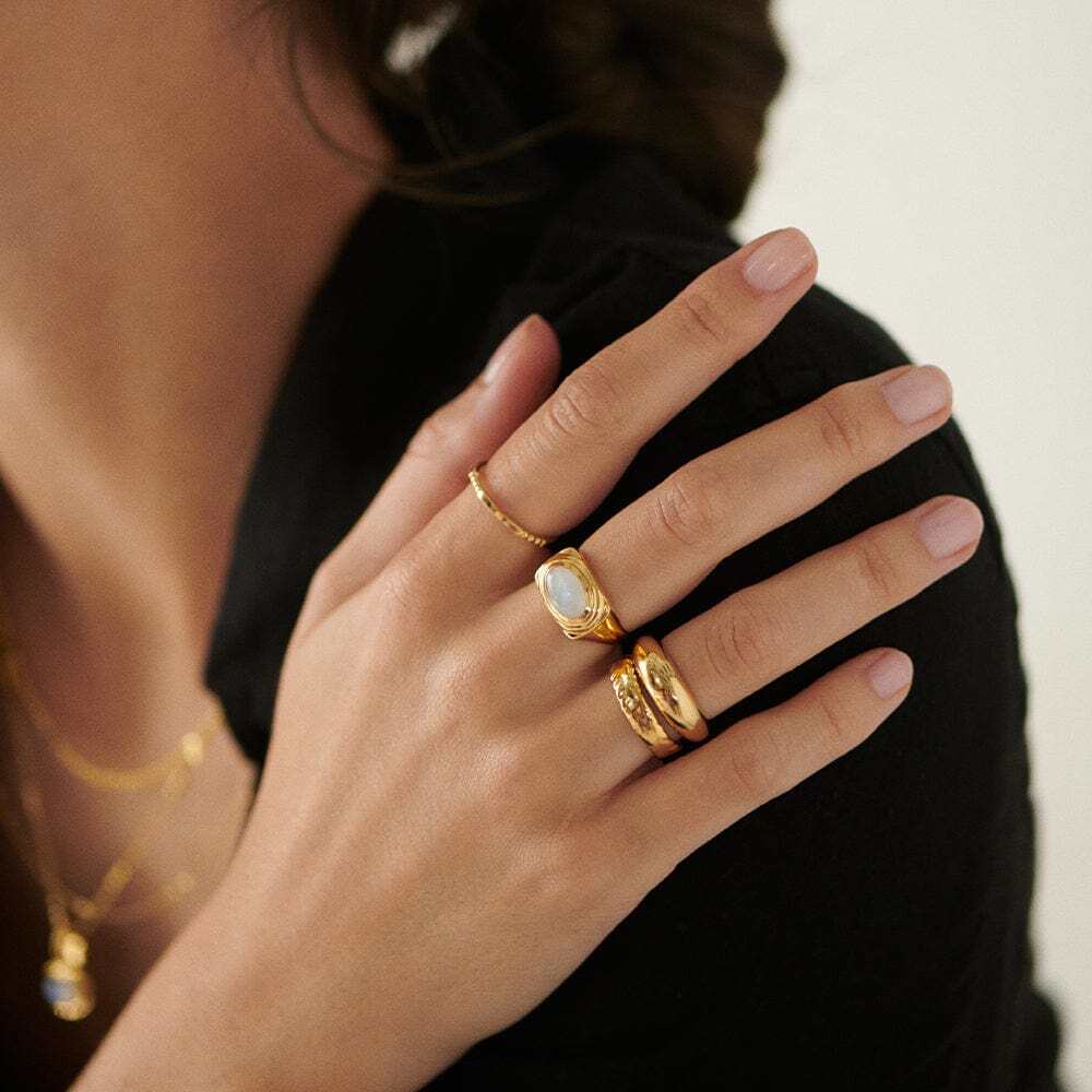 Daisy London Gold Plate Moonstone Bold Ring Additional Image - 4