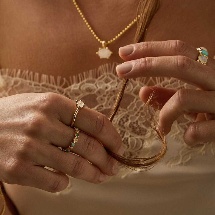 Daisy London Gold Plate Moonstone Claw Ring Additional Image - 1