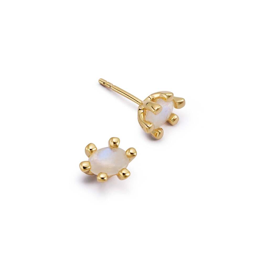 Daisy London Gold Plate Moonstone Claw Stud Earrings