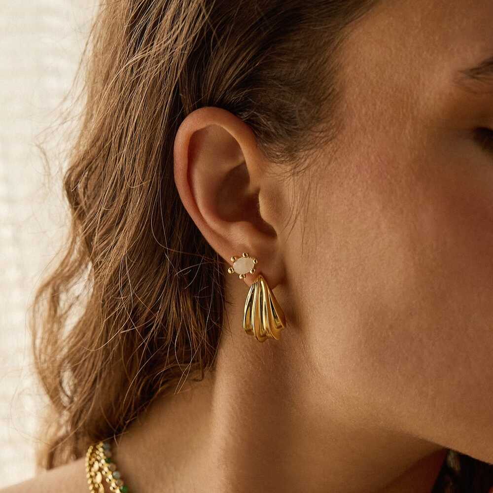 Daisy London Gold Plate Moonstone Claw Stud Earrings Additional Image - 1