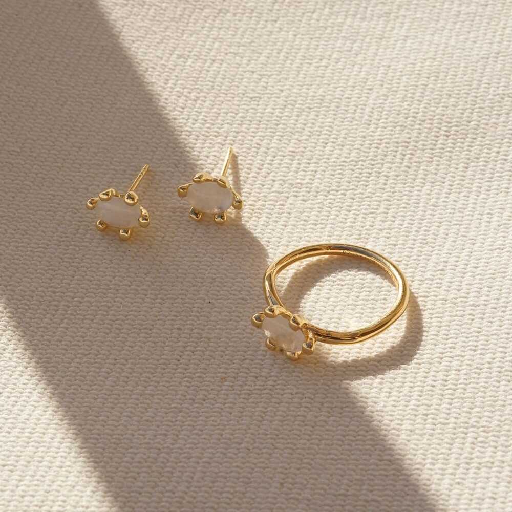 Daisy London Gold Plate Moonstone Claw Stud Earrings Additional Image - 2