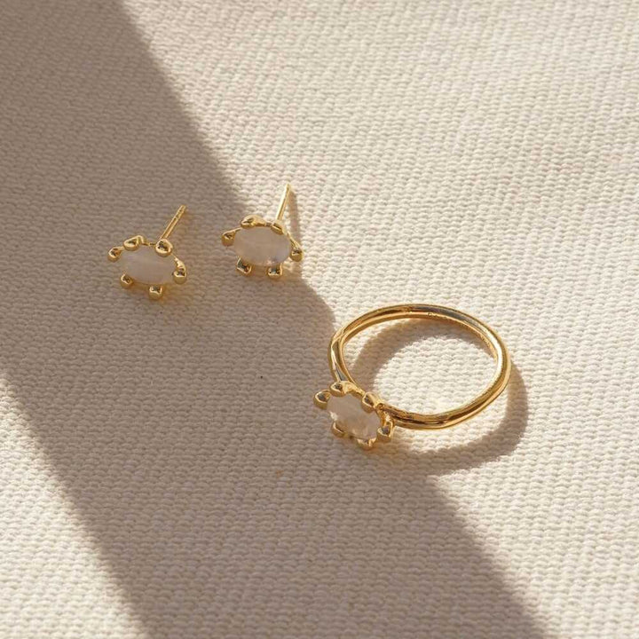 Daisy London Gold Plate Moonstone Claw Stud Earrings Additional Image - 2