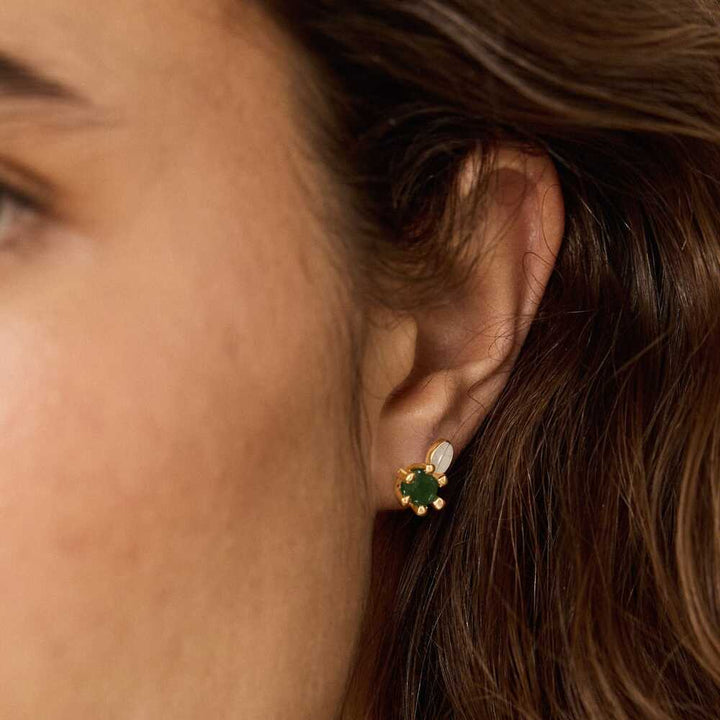 Daisy London Gold Plate Moonstone Oval Stud Earrings Additional Image - 1