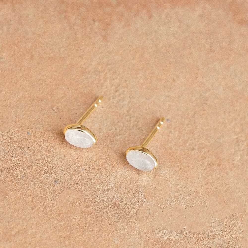 Daisy London Gold Plate Moonstone Oval Stud Earrings Additional Image - 2