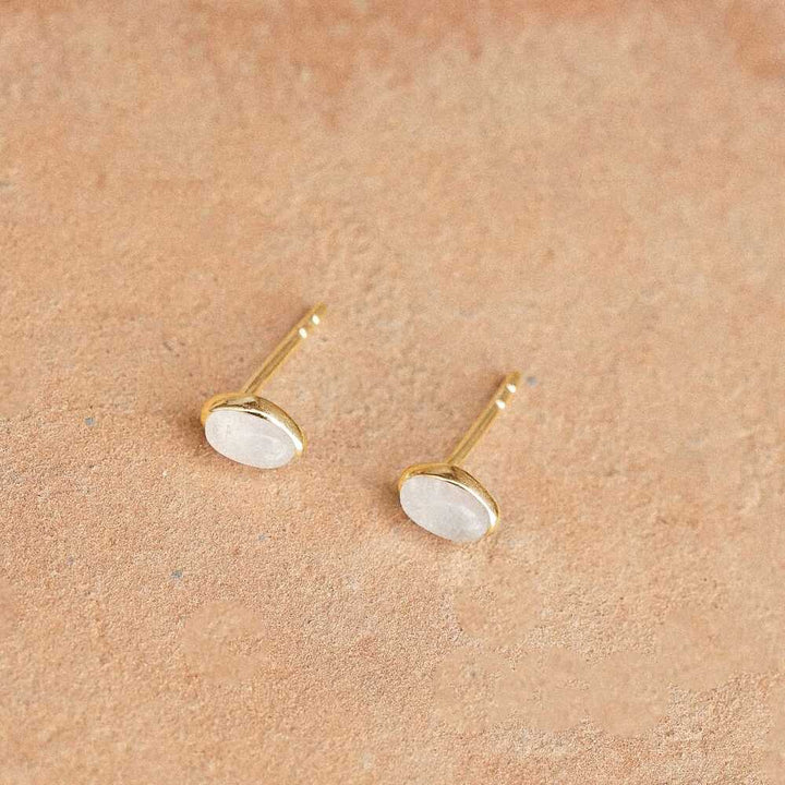 Daisy London Gold Plate Moonstone Oval Stud Earrings Additional Image - 2