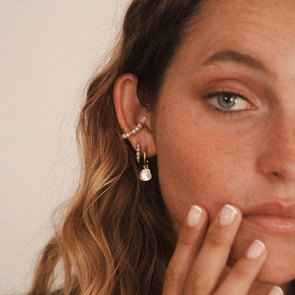 Daisy London Gold Plate Mother Of Pearl Drop Earrings Additional Image - 1