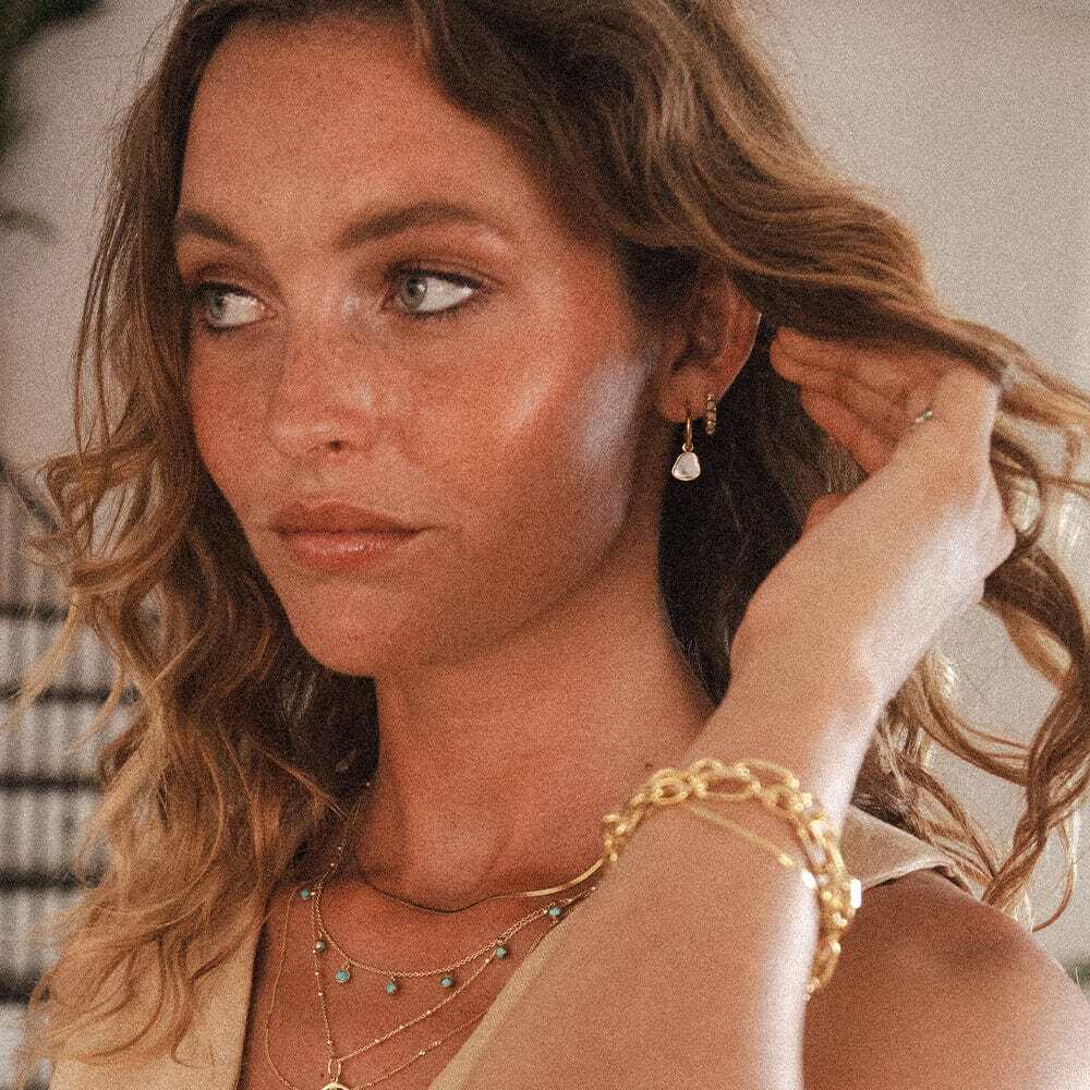 Daisy London Gold Plate Mother Of Pearl Drop Earrings Additional Image - 3