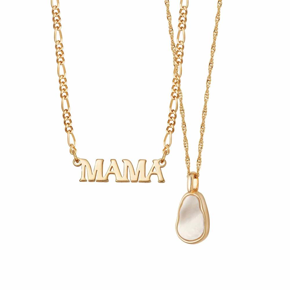 Daisy London Gold Plate Mother Of Pearl &amp; Mama Necklace Layering Set