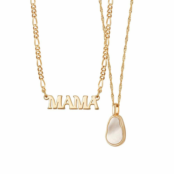 Daisy London Gold Plate Mother Of Pearl &amp; Mama Necklace Layering Set