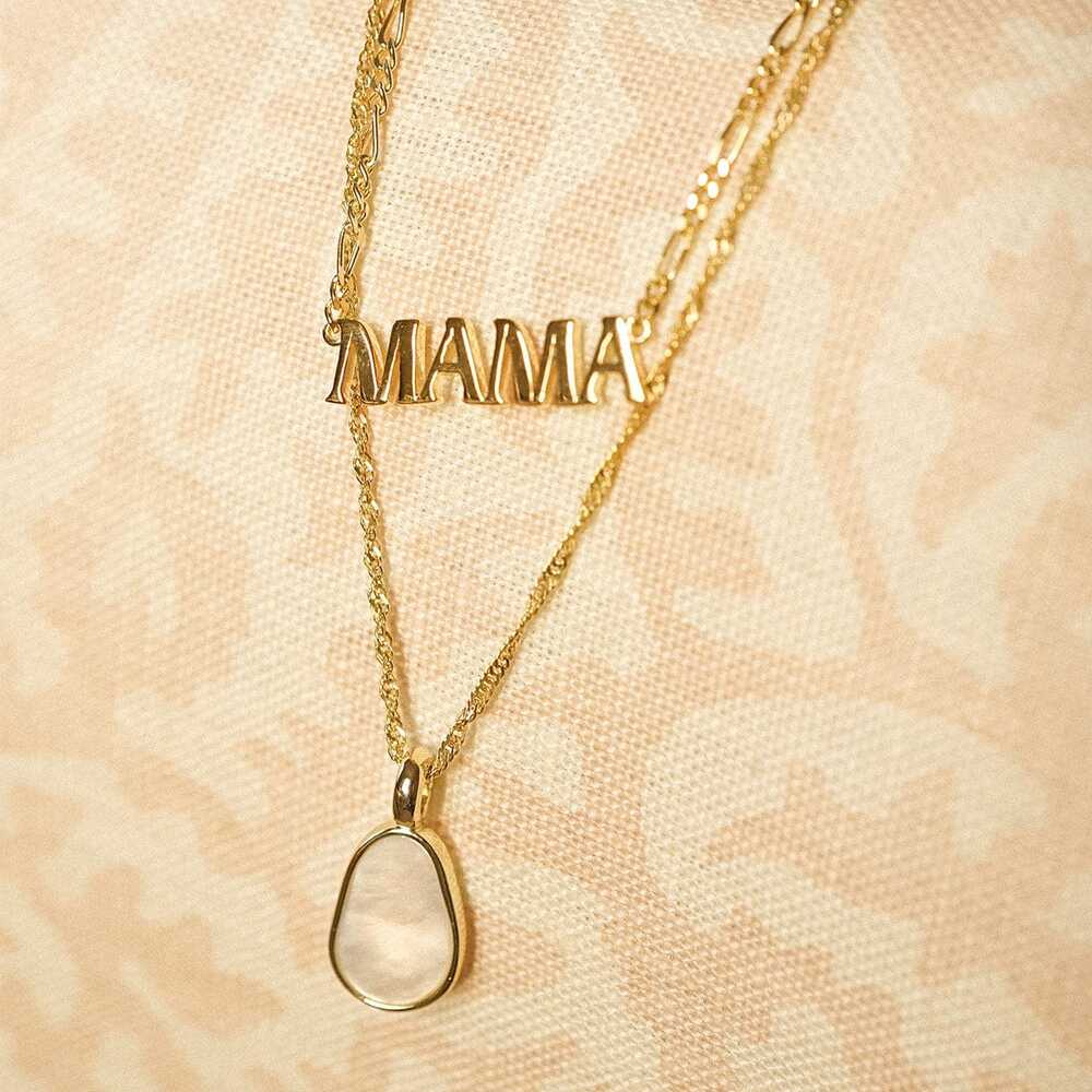 Daisy London Gold Plate Mother Of Pearl & Mama Necklace Layering Set Additional Image - 1