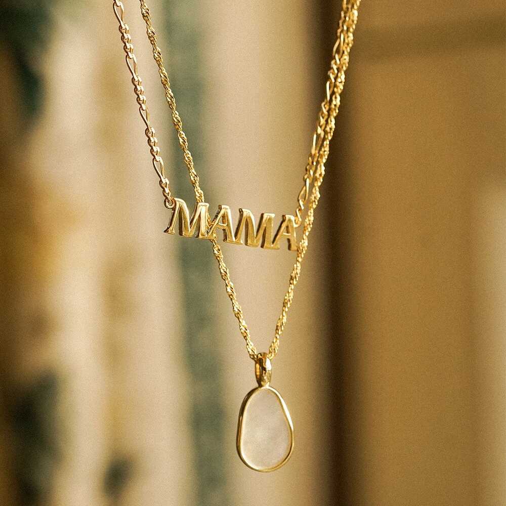 Daisy London Gold Plate Mother Of Pearl &amp; Mama Necklace Layering Set Additional Image - 3