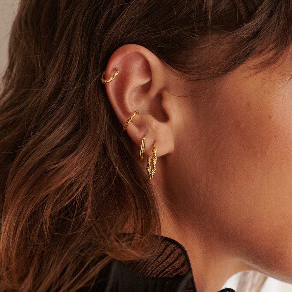 Daisy London Gold Plate Organic Huggie Hoop Earrings Additional Image - 1