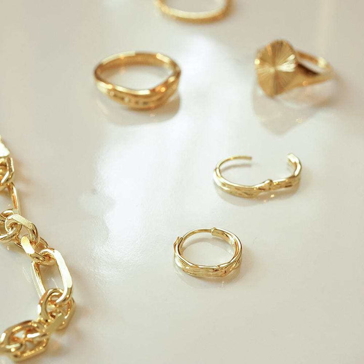 Daisy London Gold Plate Organic Huggie Hoop Earrings Additional Image - 2
