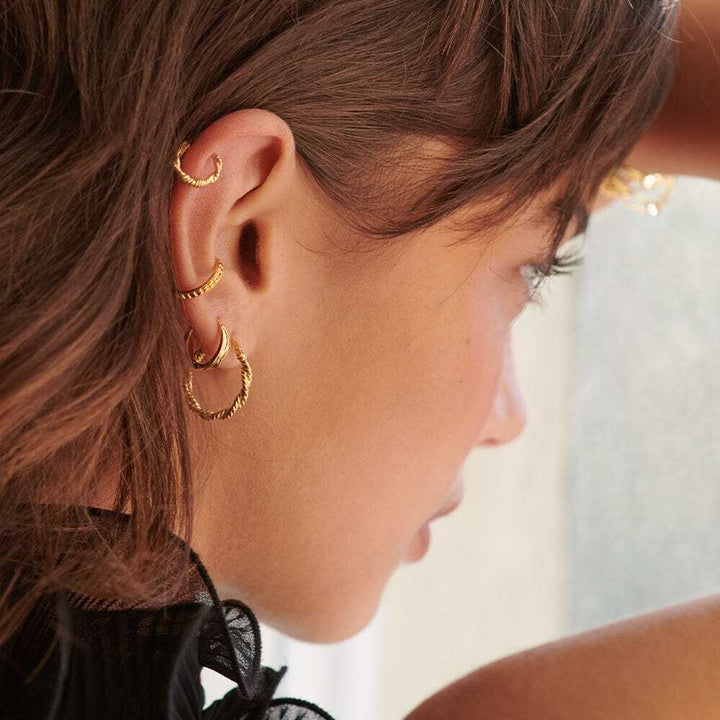 Daisy London Gold Plate Organic Huggie Hoop Earrings Additional Image - 4