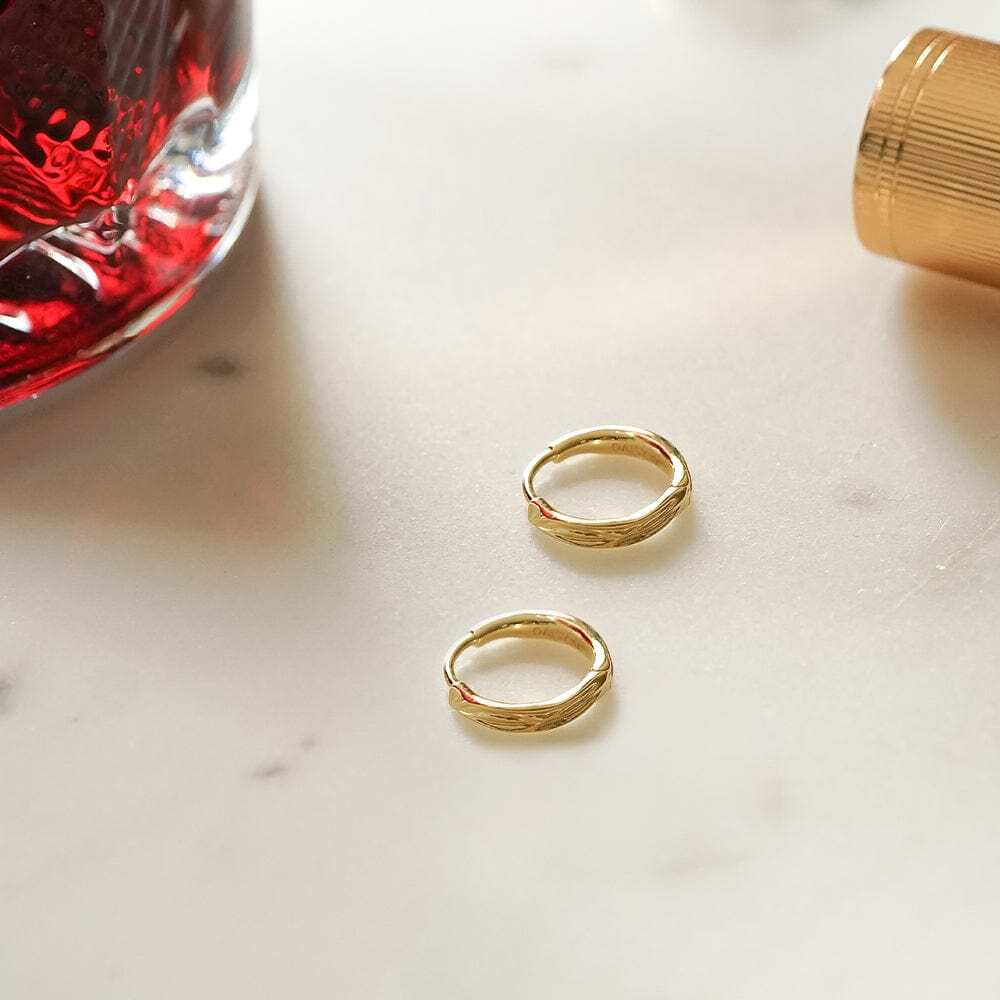 Daisy London Gold Plate Organic Huggie Hoop Earrings Additional Image - 5