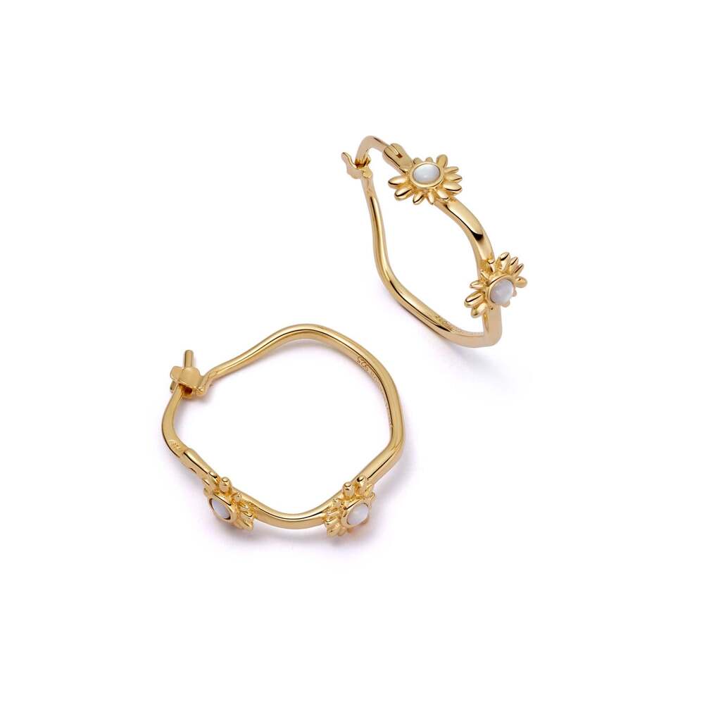 Daisy London Gold Plate Daisy Organic Mother Of Pearl Hoop Earrings
