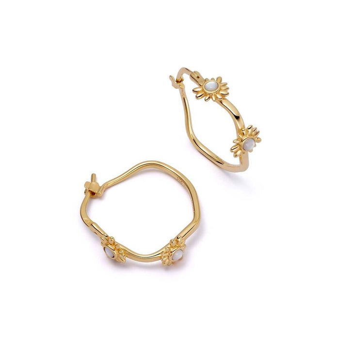 Daisy London Gold Plate Daisy Organic Mother Of Pearl Hoop Earrings