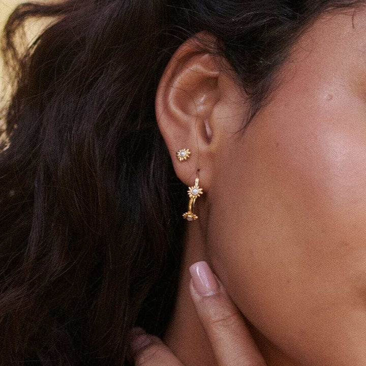 Daisy London Gold Plate Daisy Organic Mother Of Pearl Hoop Earrings Additional Image - 1