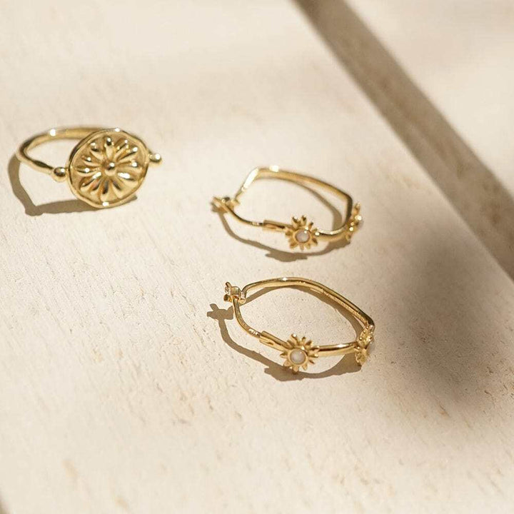 Daisy London Gold Plate Daisy Organic Mother Of Pearl Hoop Earrings Additional Image - 4