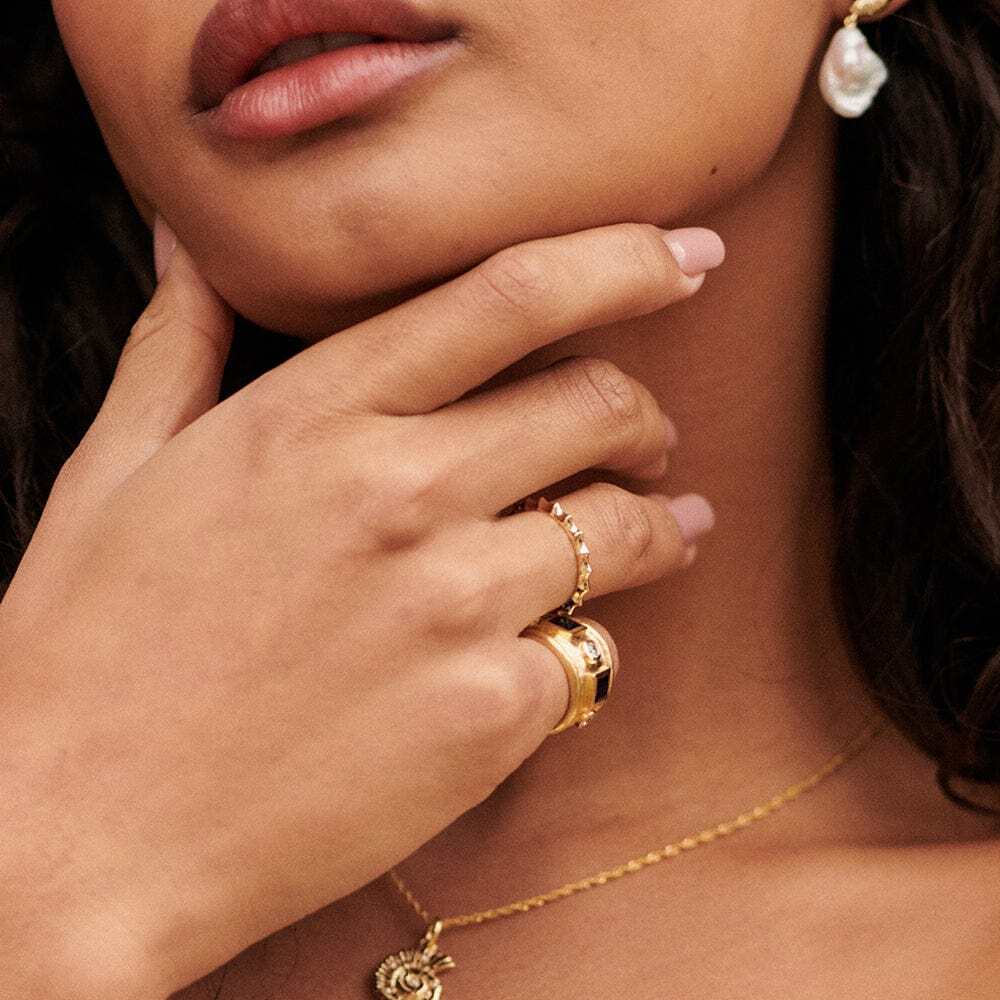Daisy London Gold Plate Organic Ridge Band Ring Additional Image - 2