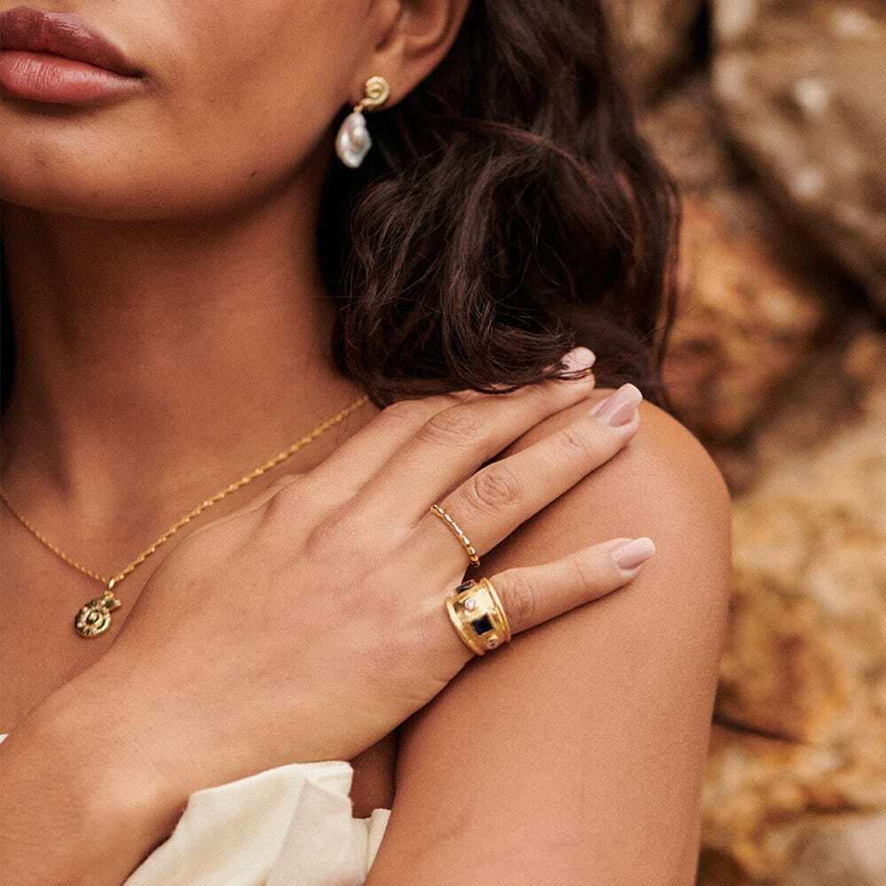 Daisy London Gold Plate Organic Ridge Band Ring Additional Image - 3