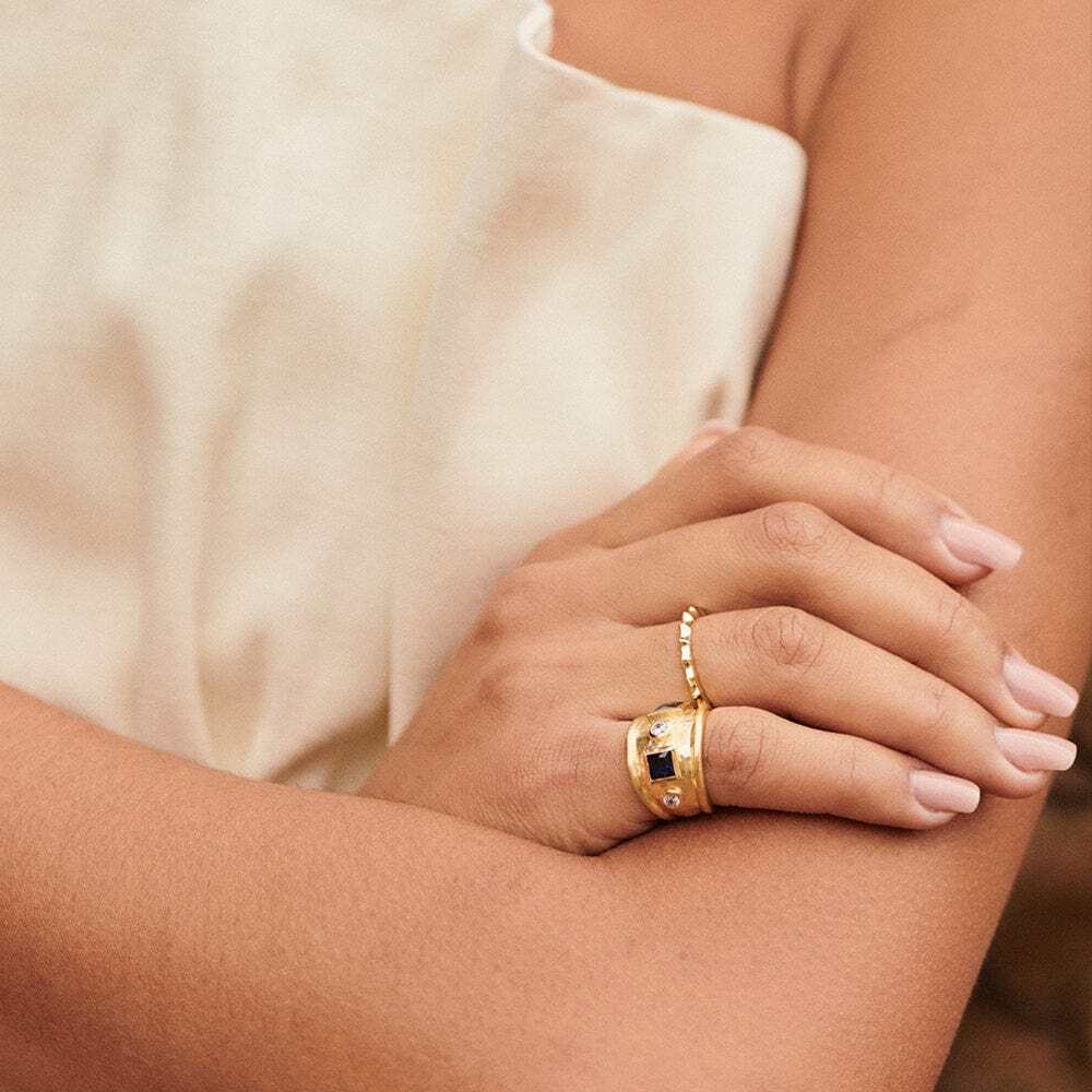 Daisy London Gold Plate Organic Ridge Band Ring Additional Image - 4