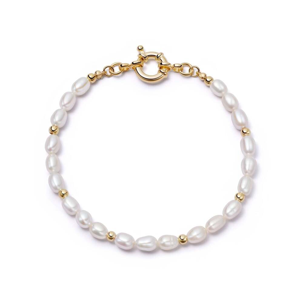 Daisy London Gold Plate Pearl Beaded Chain Bracelet