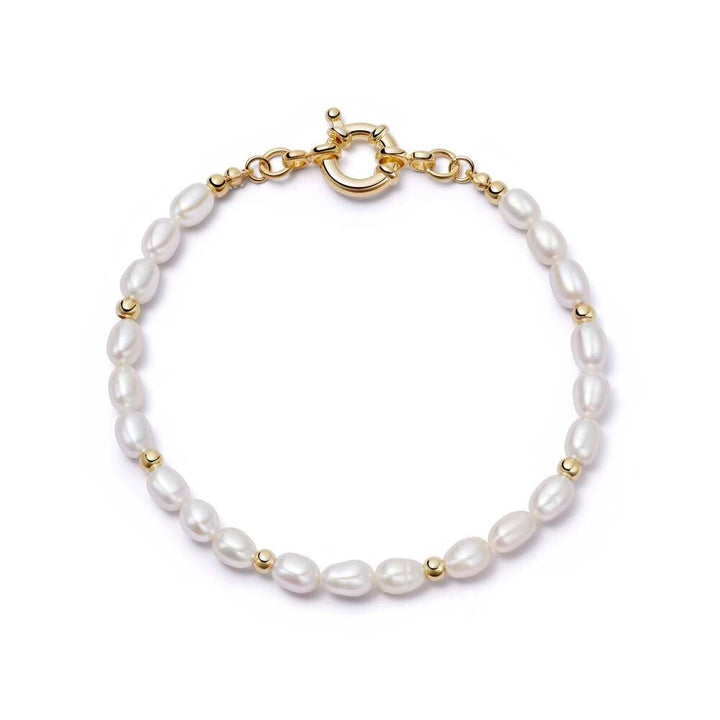 Daisy London Gold Plate Pearl Beaded Chain Bracelet