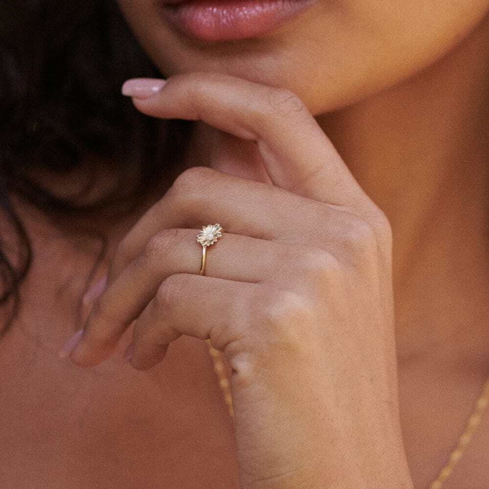 Daisy London Gold Plate Pearl Flower Ring Additional Image - 1