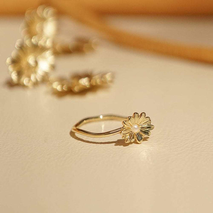 Daisy London Gold Plate Pearl Flower Ring Additional Image - 2