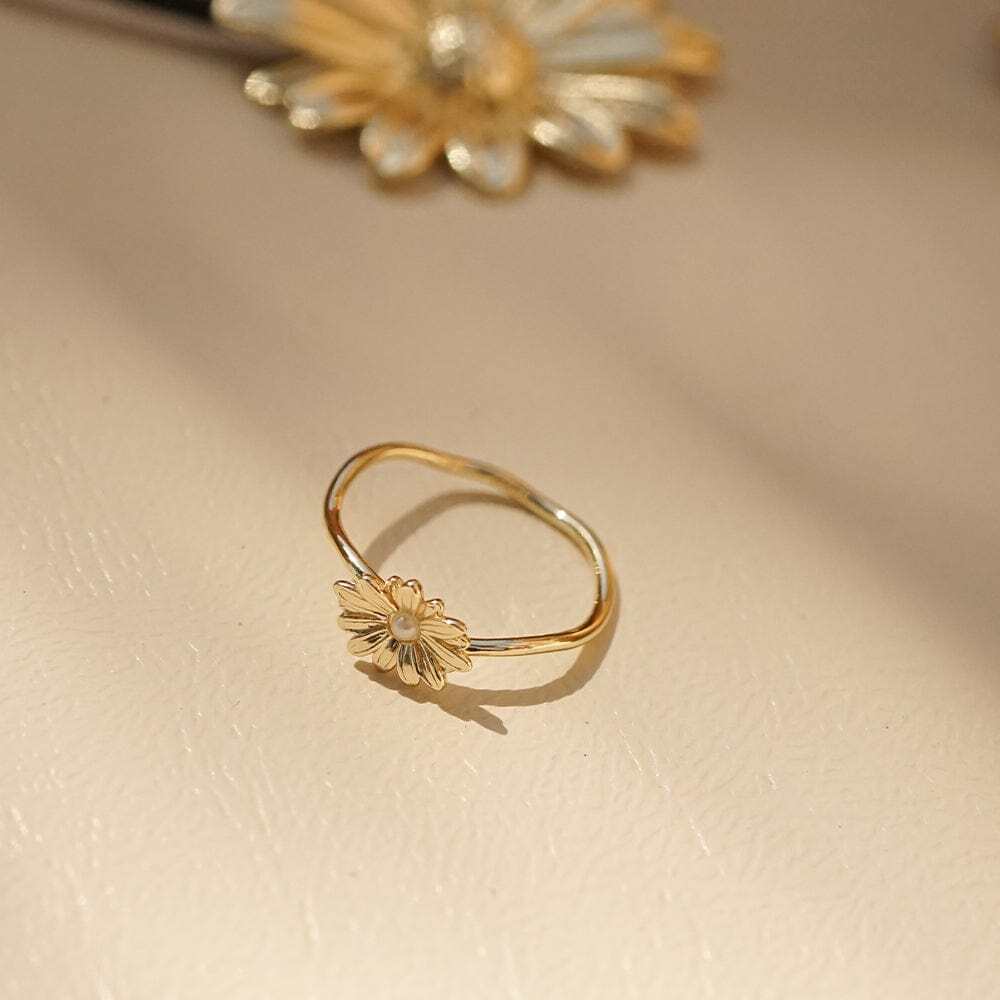 Daisy London Gold Plate Pearl Flower Ring Additional Image - 4