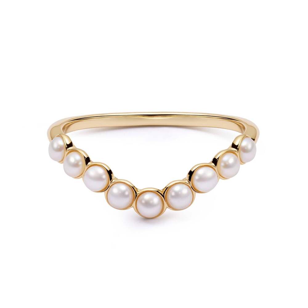 Daisy London Gold Plate Pearl Wave Band Ring