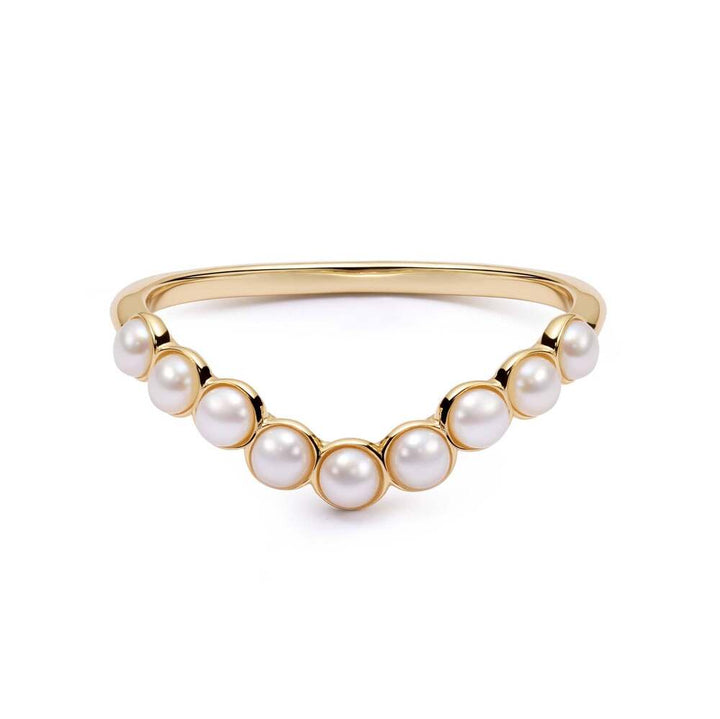 Daisy London Gold Plate Pearl Wave Band Ring