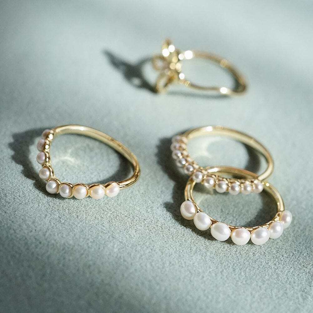 Daisy London Gold Plate Pearl Wave Band Ring Additional Image - 2