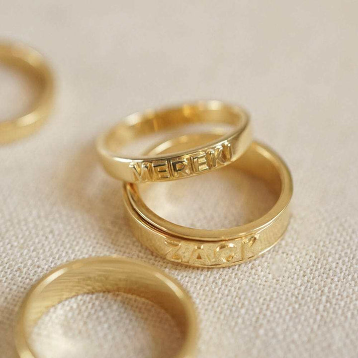 Daisy London Gold Plate Personalised Band Ring Additional Image - 1