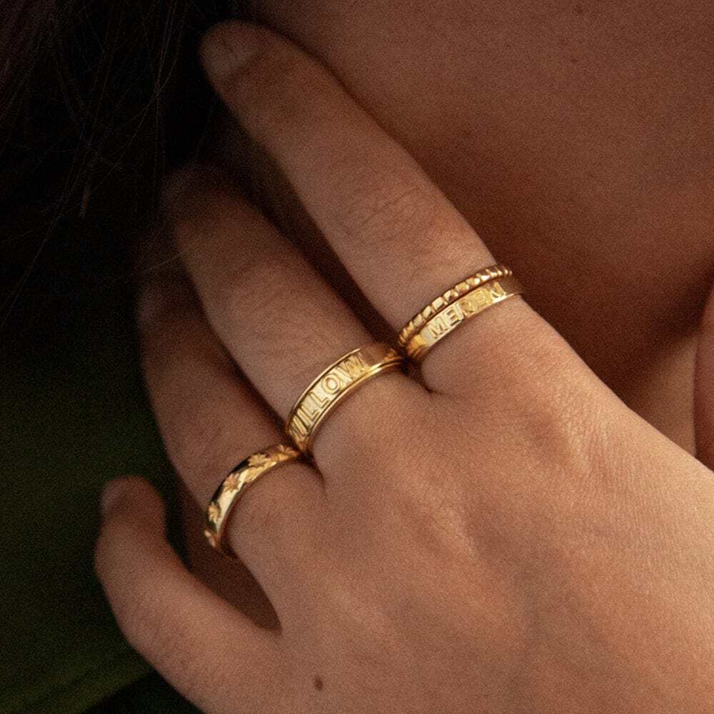 Daisy London Gold Plate Personalised Band Ring Additional Image - 2