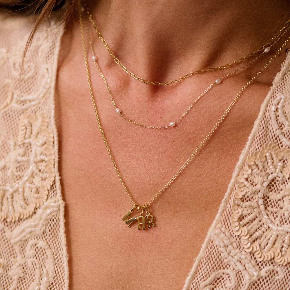 Daisy London Gold Plate Personalised Initial Pendant Necklace Additional Image - 54