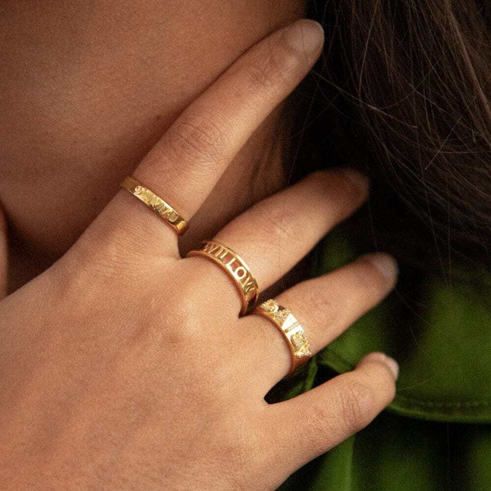 Daisy London Gold Plate Personalised Ring Additional Image - 1