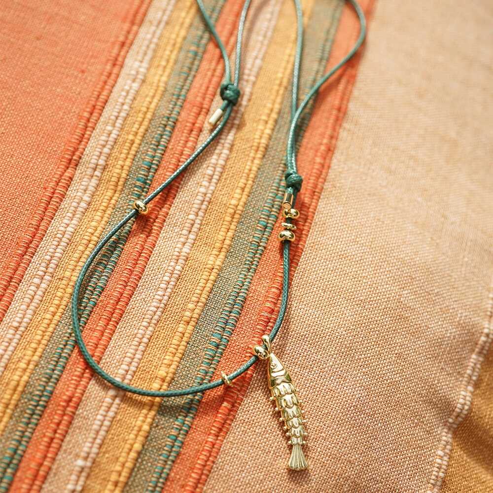 Daisy London Gold Plate Polly Beach Pearl And Fish Cord Necklace Layering Set Additional Image - 3