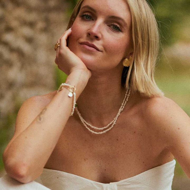 Daisy London Gold Plate Polly Beach Pearl Necklace And Bracelet Set Additional Image - 3