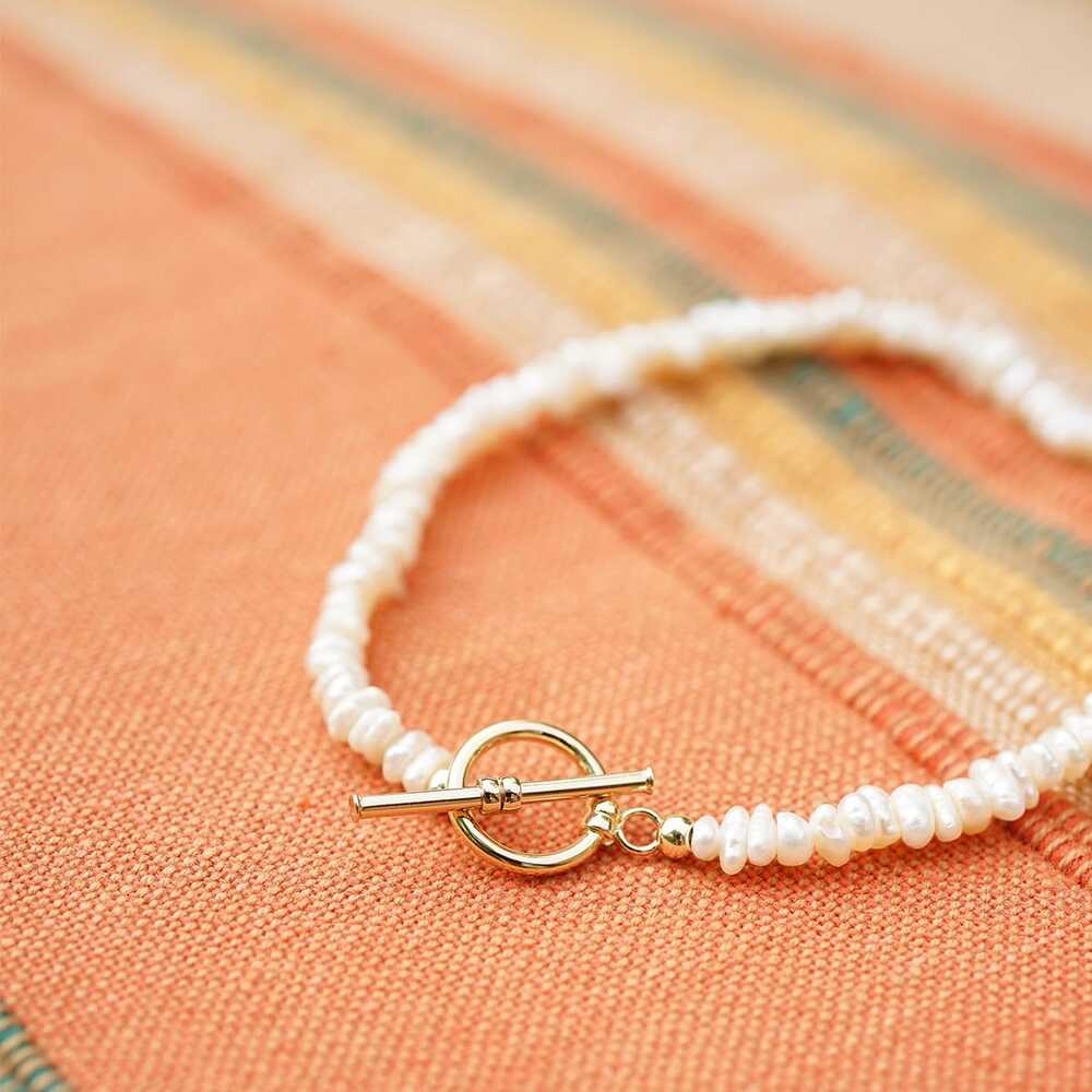 Daisy London Gold Plate Polly Beach Pearl Necklace And Bracelet Set Additional Image - 4